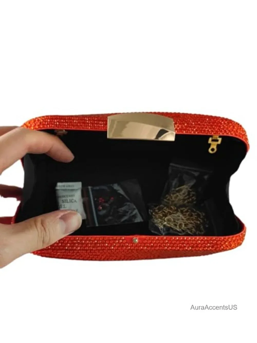 Mini Rhinestone Clutch Evening Bag with Detachable Chain Straps